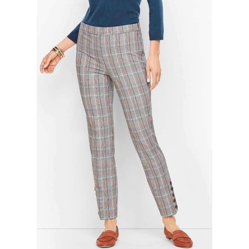 Talbots Chatham Button-Hem Ankle Pants MacIntosh Plaid Preppy Office Size 10P‎